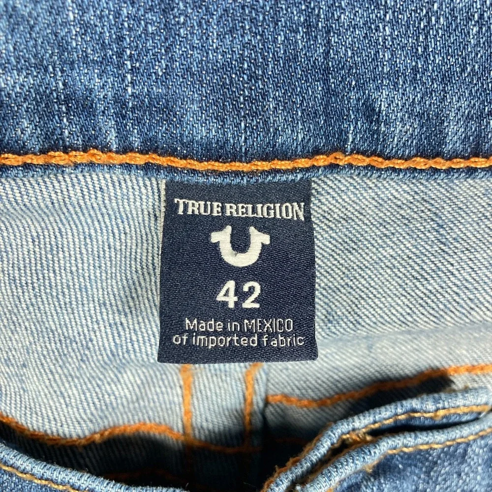 True Religion Geno Jeans Mens 42 (41x27) Light Wash Blue Relaxed‎ Slim Denim